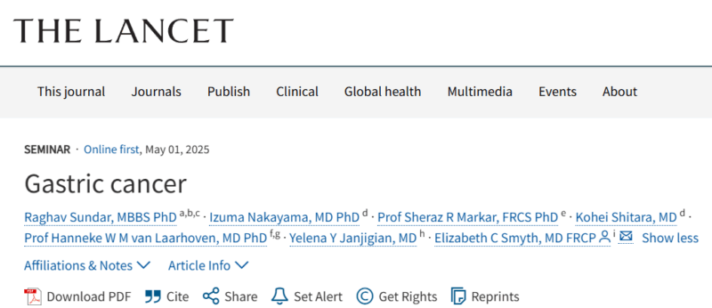 Raghav Sundar: Latest Review on Gastric Cancer in the Lancet