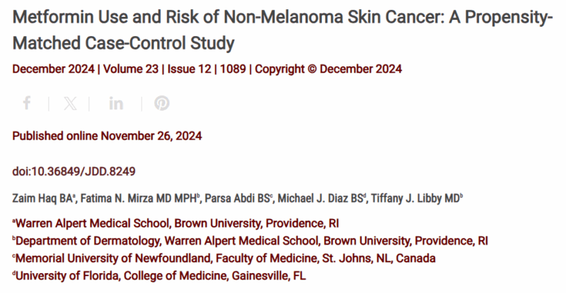 Wafik S. El-Deiry: Research on Metformin Use and Non-Melanoma Skin Cancer Risk
