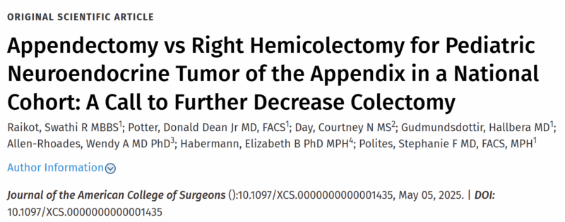 Thor Halfdanarson: Further Evidence Against Right Hemicolectomy in Appendiceal NETs