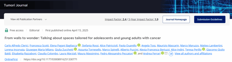 Talking About Spaces Tailored for Adolescents and Young Adults with Cancer by Clerici, et al - AIEOP