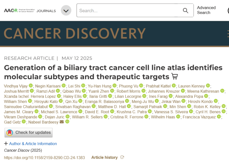 Generation of a Biliary Tract Cancer Cell Line Atlas Identifies Molecular Subtypes and Therapeutic Targets