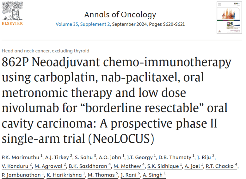 Praveen Kumar Marimuthu: Preliminary Results with the Combo of Chemo, OMT and Low-Dose Nivo in Unresectable Oral Cancers