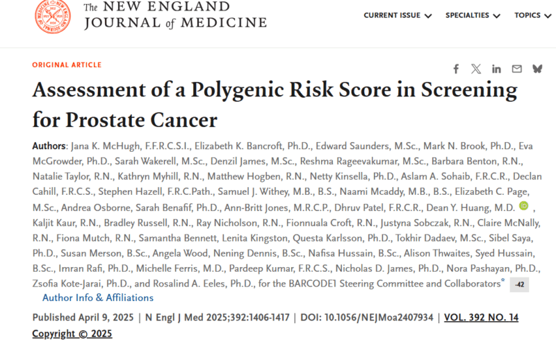 Wafik S. El-Deiry: Polygenic Risk Score Study for Prostate Cancer Screening Published in NEJM