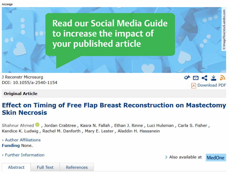 Effect on Timing of Free Flap Breast Reconstruction on Mastectomy Skin Necrosis - IU Simon Comprehensive Cancer Center