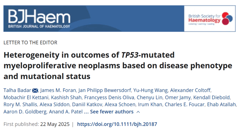 Talha Badar: Latest Paper from COMMAND Reports Heterogeneity in Clinical Outcomes in TP53m MPN