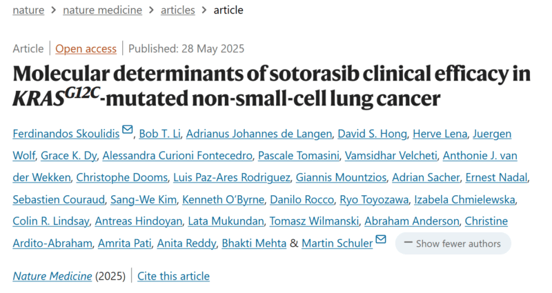 Stephen Liu: Molecular Determinants of Efficacy with Sotorasib in KRASG12C NSCLC by Ferdinandos Skoulidis et al.