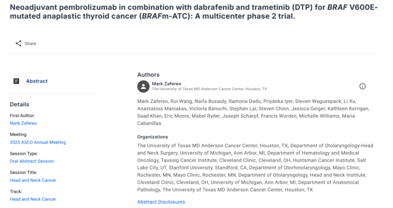 Pre-surgical Combination Therapy Boosts Survival in Patients with Rare Thyroid Cancer