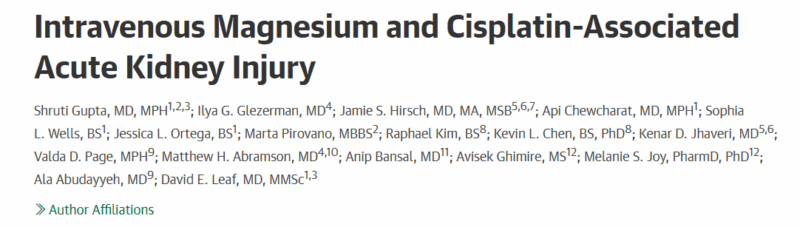 Sergio Cifuentes: Intravenous Magnesium and Cisplatin-Associated Acute Kidney Injury