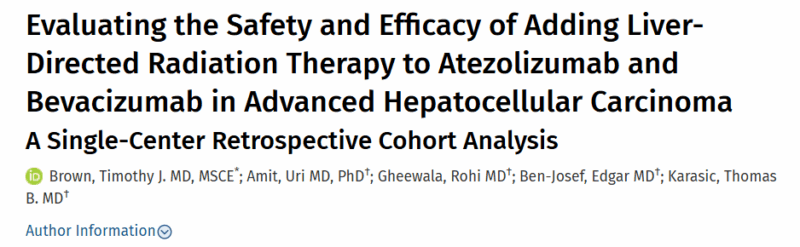 Tim Brown: Safety and Efficacy of Liver-Directed Radiation with Atezolizumab-Bevacizumab in Advanced HCC