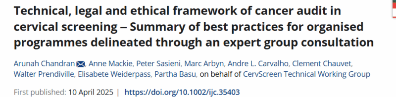 Partha Basu: Technical, legal and ethical framework of cancer audit in cervical screening