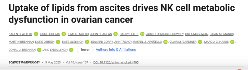 Gerardo Jimenez-Sanchez on NK Cell Dysfunction Driven by Lipid Uptake in Ovarian Cancer