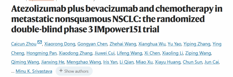 Stephen V Liu: Atezolizumab Plus Bevacizumab and Chemotherapy in Metastatic Nonsquamous NSCLC