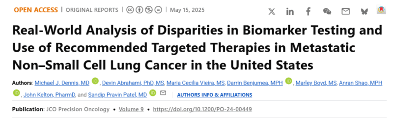 Stephen V Liu: Disparities in Biomarker Testing and Targeted Therapy Use in Metastatic NSCLC
