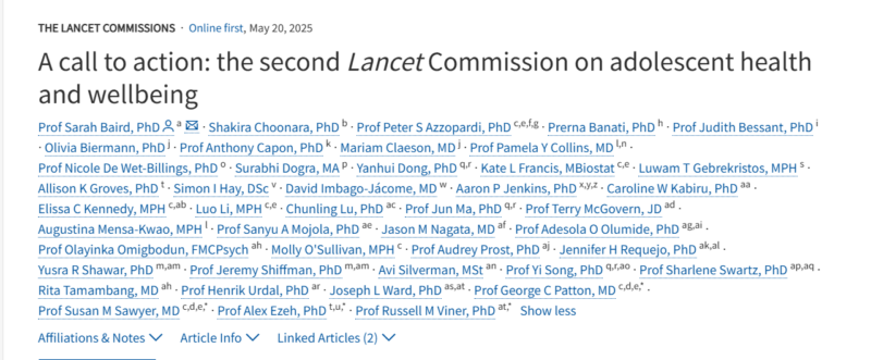 The Lancet - A Call to Action: Second Lancet Commission on Adolescent Health and Wellbeing