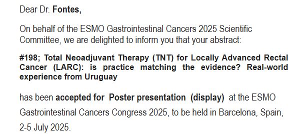 Santiago Fontes: Our Abstract Was Selected to Be Presented in The Poster Session at ESMO GI 2025
