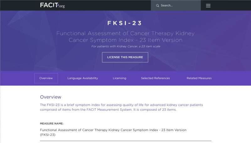 Cristiane Bergerot: FKSI-23 Measure for RCC is Available on the FACIT Website