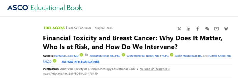 Fumiko Ladd Chino: Financial Toxicity and Breast Cancer - Why Does It Matter, Who Is at Risk, and How Do We Intervene?