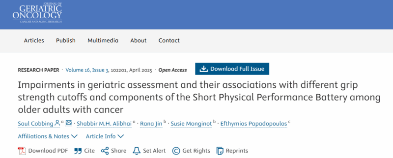 Which Grip Strength Cutoffs Best Flag GA Impairments in Older Adults With Cancer? - SIOG