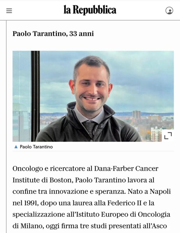 Paolo Tarantino: Proud to be part of the Italian winners of the ASCO Conquer Merit Award 2025