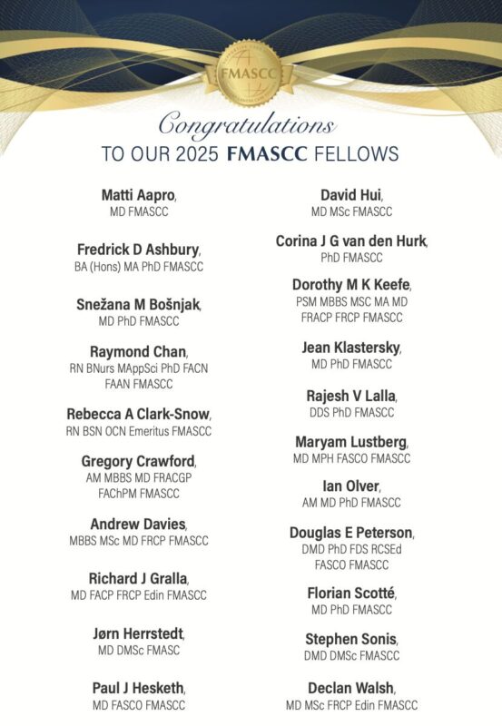 The Multinational Association of Supportive Care in Cancer Announces 2025 MASCC Fellows