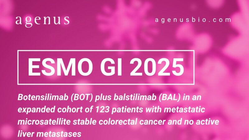 Benjamin Schlechter Will Present New Long-Term Follow-Up Data from the Phase 1 Study With MSS – Agenus