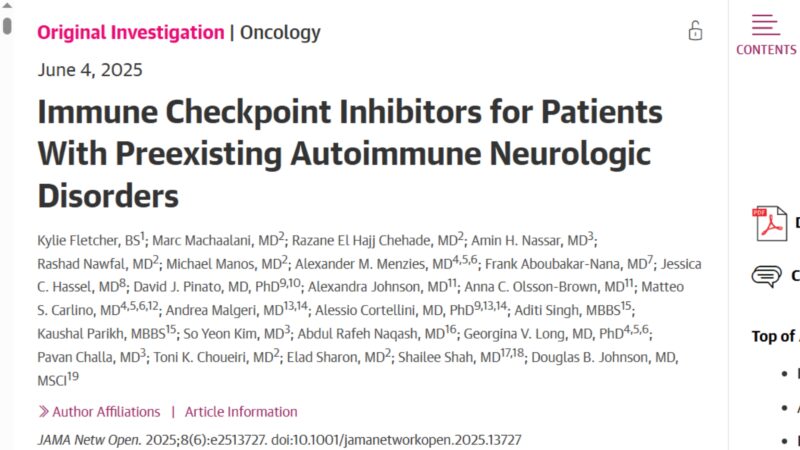 Yan Leyfman: Are Immune Checkpoint Inhibitors Safe for Patients with Neurologic Autoimmune Disorders