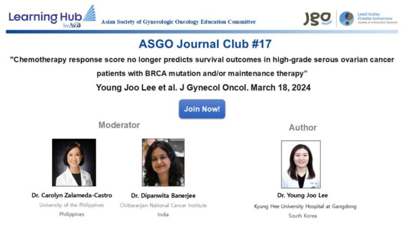 ASGO Journal Club Presents an Insightful Session: Chemotherapy Response Score No Longer Predicts Survival in BRCA Mutated Ovarian Cancer
