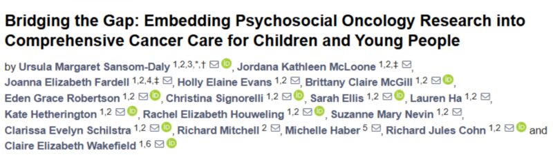 Ursula Sansom-Daly: Embedding Psychosocial Oncology Research into Comprehensive Cancer Care for Children and Young People