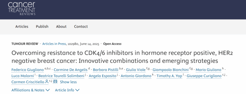 Carmen Criscitiello Highlights Strategies to Overcome CDK4/6 Inhibitor Resistance in Breast Cancer