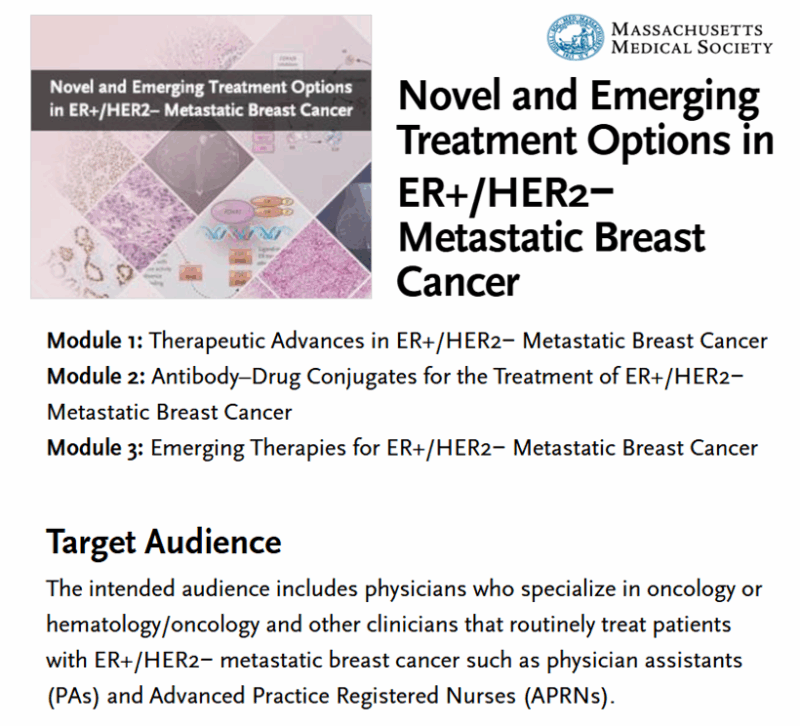 Dana-Farber’s Breast Oncology Center - Novel and Emerging Treatment Options in ER+/HER2− Metastatic Breast Cancer