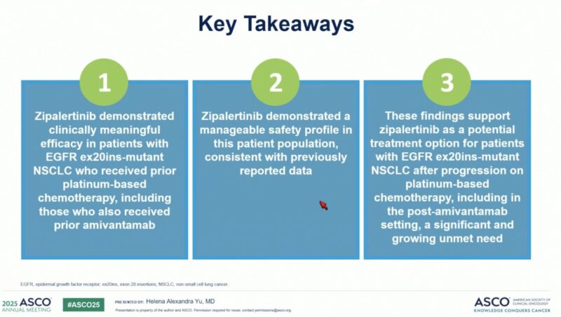 Abner Antonio Murray: Helena Yu Presented Promising Data for Zipalertinib in Previously Treated EGFR ex20ins NSCLC at ASCO25