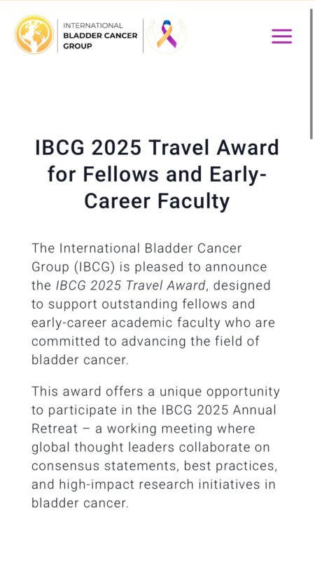 Ashish M. Kamat: IBCG 2025 Travel Award for Fellows and Early-Career Faculty