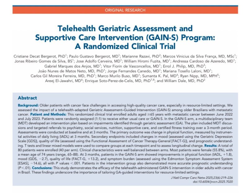 Cristiane Bergerot Shares New Study on Telehealth GAIN-S Intervention in Older Cancer Patients