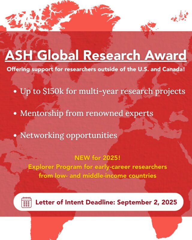 Applications are Open for the ASH Global Research Award