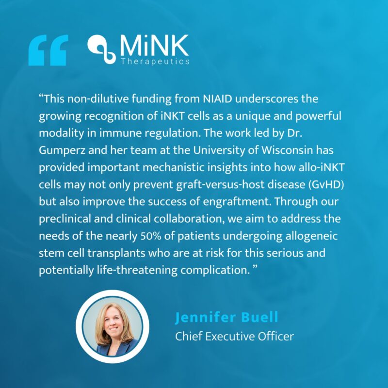 MiNK Therapeutics receives NIAID grant to advance iNKT cell therapy for stem cell transplant patients