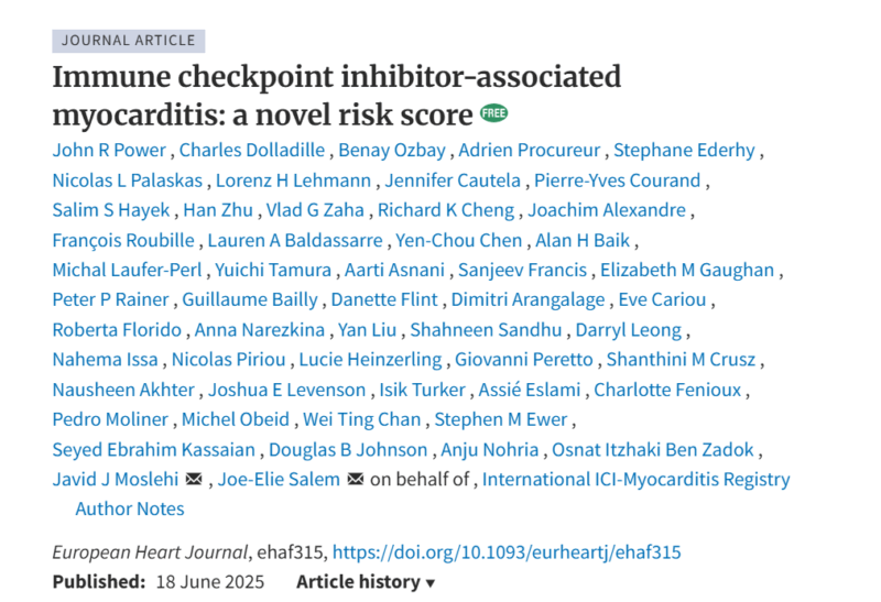 Hasnaa Belghiti: New Risk Score for ICI-Associated Myocarditis - A Step Toward Personalized Cardio-Oncology