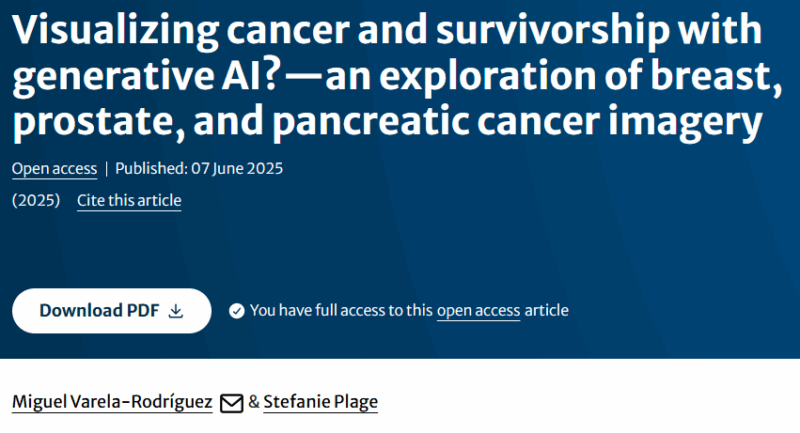 A New Study by Miguel Varela Rodríguez and Stefanie Plage on AI Visualization in Cancer and Survivorship - Journal of Cancer Survivorship