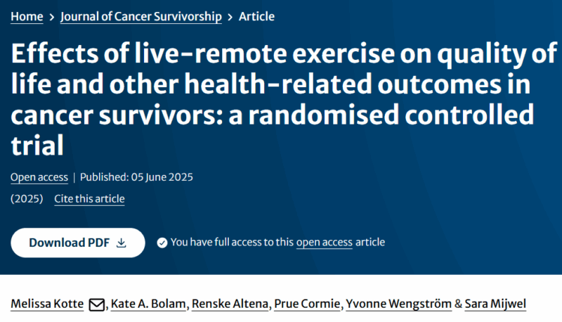 Melissa Kotte: Live-Remote Exercise Improved Strength and Fitness in Cancer Survivors in EX-MED Trial