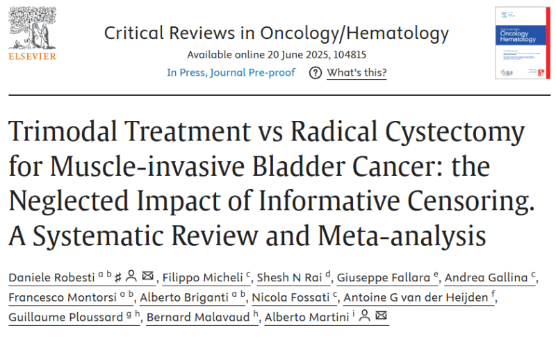 Yüksel Ürün: Bias Risk in Studies Comparing Trimodal Therapy and Radical Cystectomy