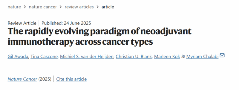 Stephen V Liu: Beautiful Review on Neoadjuvant Immunotherapy Across Tumor Types