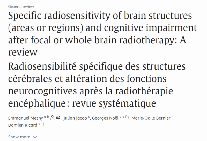 Emmanuel Mesny: Proud to Share Our Review On The Radiosensitivity of Brain Substructures After Cranial Radiotherapy