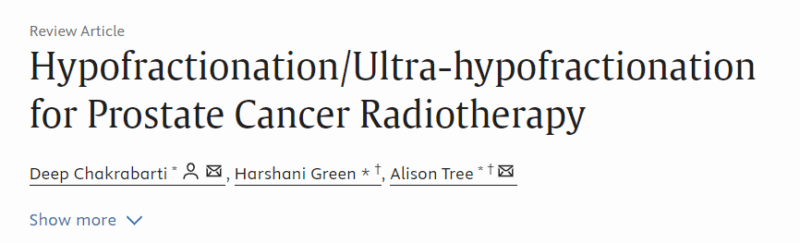 Deep Chakrabarti: Happy to Share Our Review on Hypofractionation/Ultra-hypofractionation for Prostate Cancer Radiotherapy