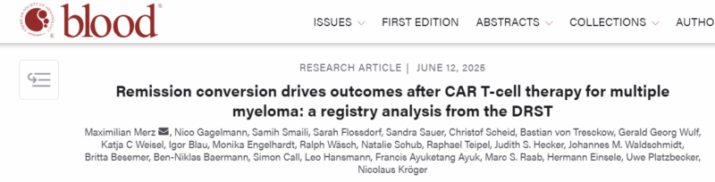 Nico Gagelmann Shares Article on How Remission Conversion Drives Outcomes After CAR T-cell Therapy for Multiple Myeloma
