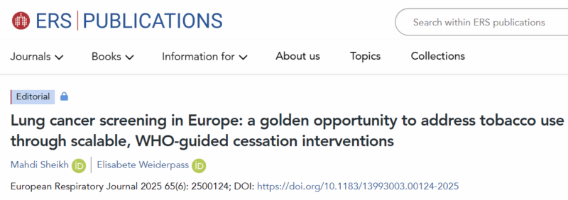 Mahdi Sheikh: Lung Cancer Screening in Europe is a Golden Opportunity to Tackle Tobacco Use with Scalable, WHO-guided Cessation Interventions