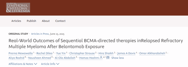 Prerna Mewawalla: Excited to Share our Multicenter Study on Real-world Outcomes of Sequential BCMA Therapies in RRMM After Belantamab