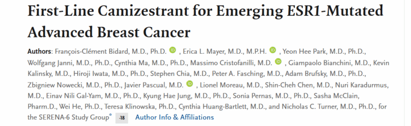 Harold J. Burstein: First-Line Camizestrant for Emerging ESR1-Mutated Advanced Breast Cancer