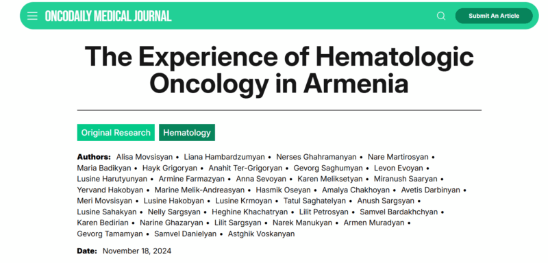 Alisa Movsisyan: The Experience of Hematologic Oncology in Armenia