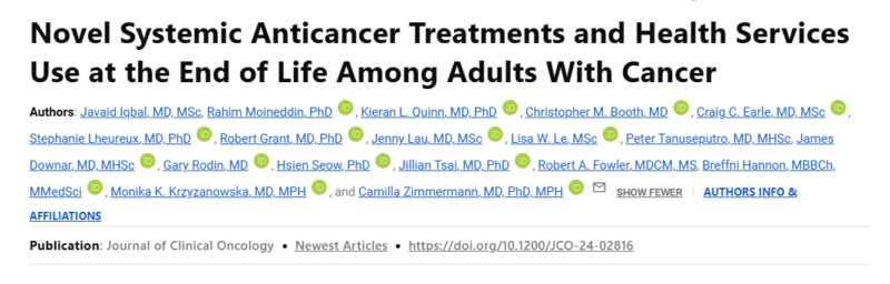 Ramy Sedhom: Novel Systemic Anticancer Treatments and Health Services Use at the End of Life Among Adults with Cancer