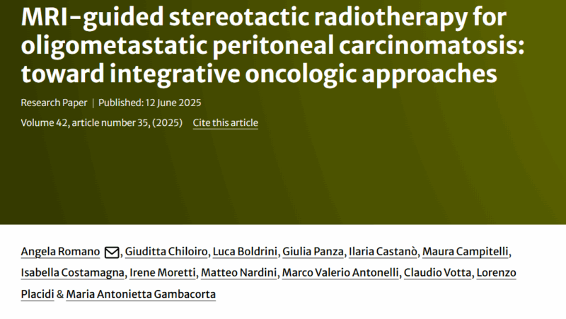 Luca Boldrini: MRI-Guided Stereotactic Radiotherapy for Oligometastatic Peritoneal Carcinomatosis