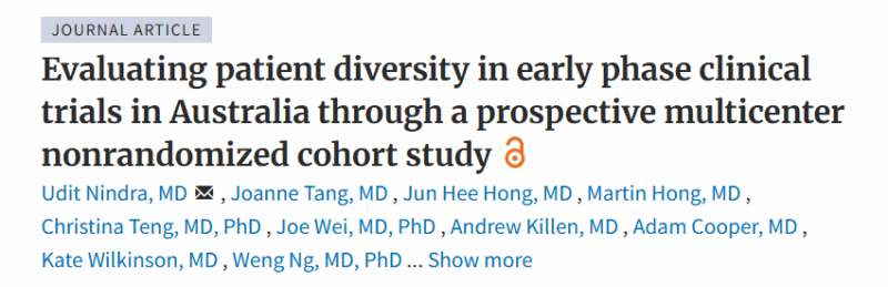 Abhijit Pal: Evaluating Patient Diversity in Early Phase Clinical Trials in Australia